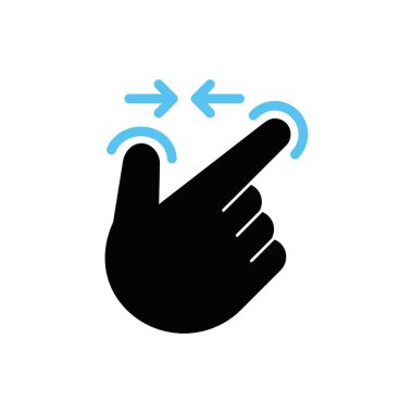 Ekran arayüzünde iki parmak sıkma hareketi, Vektör, İllüstrasyon.