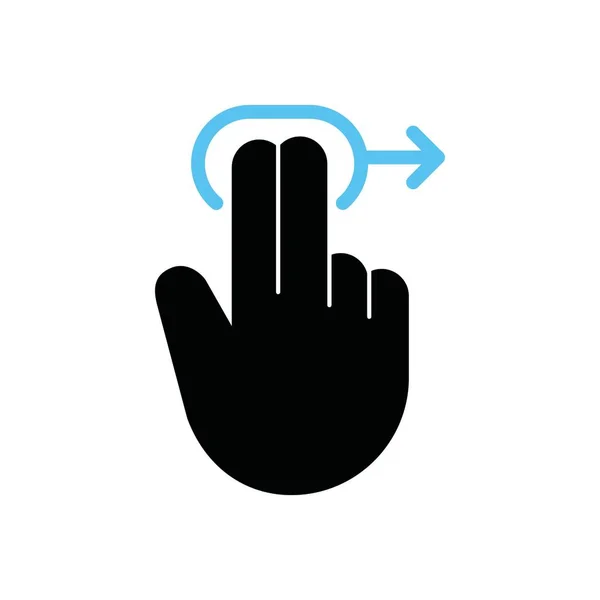 ジェスチャー2本の指が画面または技術インターフェイス画面上で右にスワイプ ベクトル イラスト — ストックベクタ