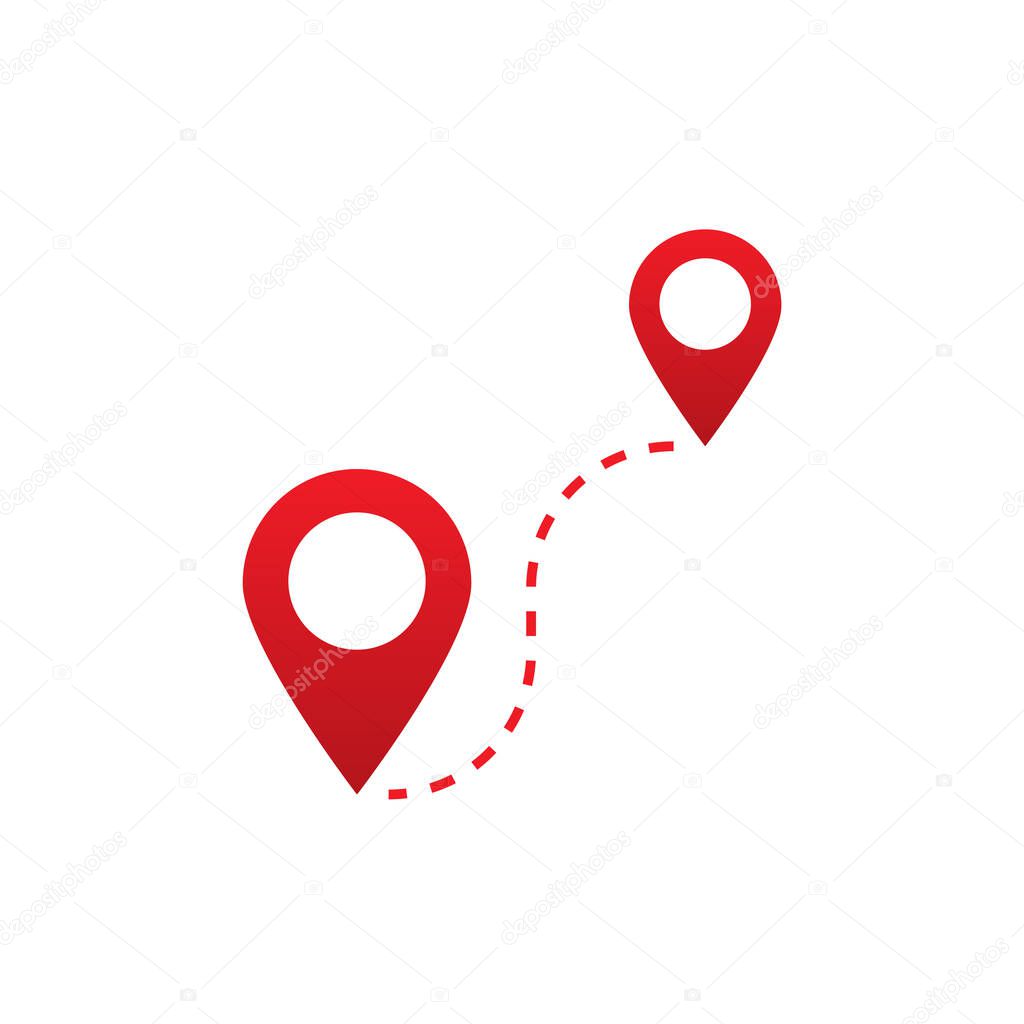 Red location point pin icon, Vector.