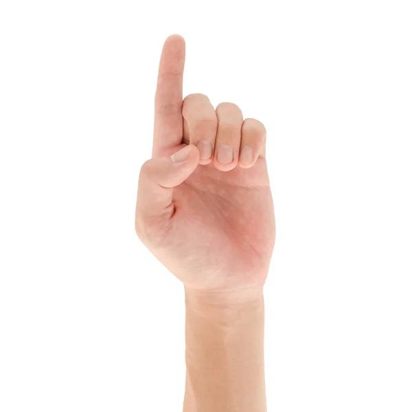 Ukazující Prst Gesto Ruky Izolované Bílém Pozadí Střihací Cesta — Stock fotografie