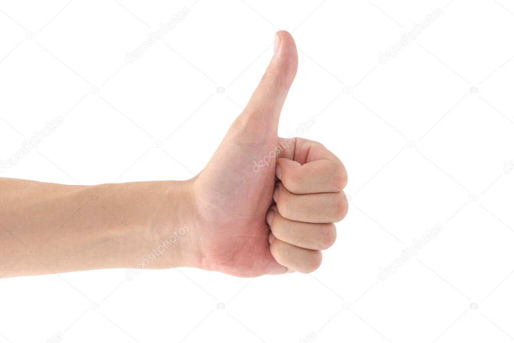 Thumb up isolated on white background, Clipping path Included.