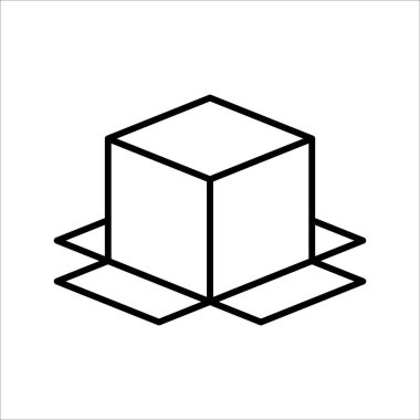 Karton kutu ince çizgi simgesi, Vektör ve Görüntü.