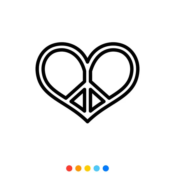 Signo Paz Forma Corazón Vector Icono Ilustración — Vector de stock