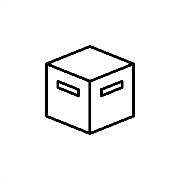 Boîte Carton Icône Ligne Mince Vecteur Illustration — Image vectorielle