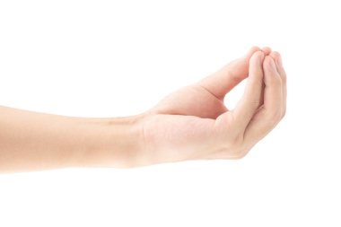 Beyaz arka planda izole edilmiş İtalyan el hareketinin yakın plan çekimi..