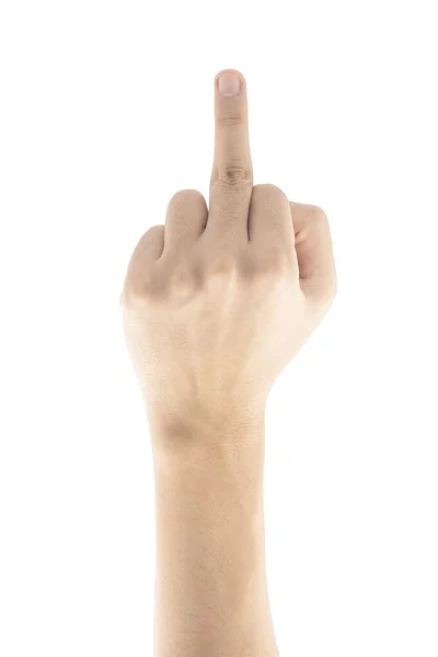 Середній Палець Ізольований Білому Тлі Відсічний Контур Включено — стокове фото
