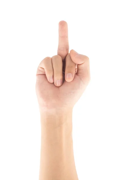 Середній Палець Ізольований Білому Тлі Відсічний Контур Включено — стокове фото