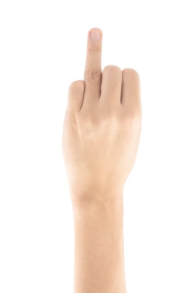 Ручний Жест Кільцевого Пальця Ізольований Білому Тлі Відсічний Контур Включено — стокове фото