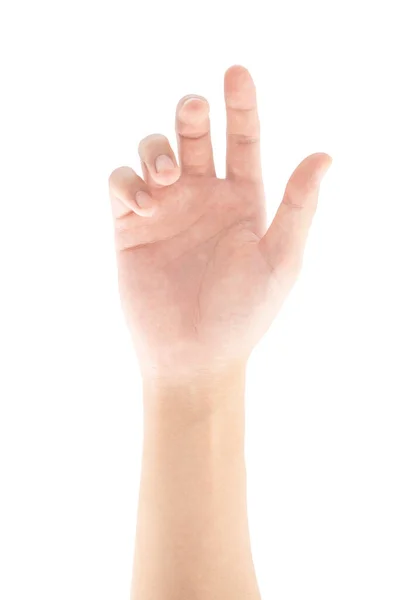 Крупним Планом Фото Піднятої Руки Ізольовано Білому Тлі Відсічний Контур — стокове фото