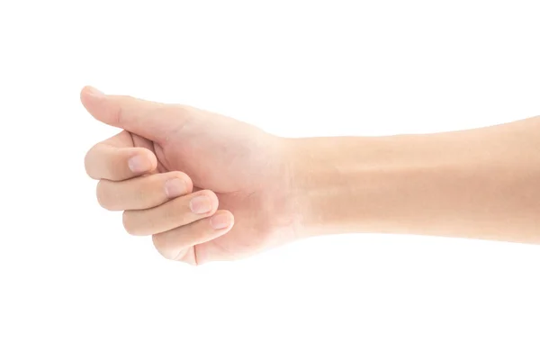 Hand Holding Picking Gripping Something Isolated White Background Clipping Path — 스톡 사진