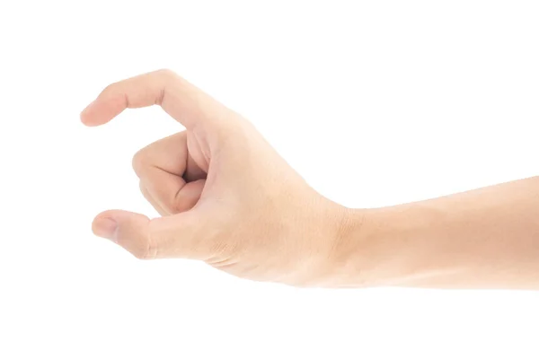 Een Hand Die Iets Vasthoudt Oppakt Met Vingers Geïsoleerd Witte — Stockfoto