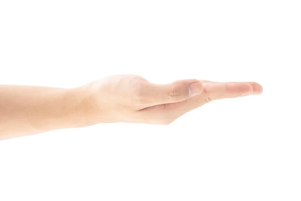 Close Shot Side View Open Palm Hand Isolated White Background — 스톡 사진