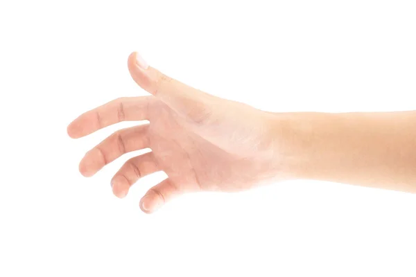 Een Hand Die Iets Vasthoudt Oppakt Vastgrijpt Geïsoleerd Witte Achtergrond — Stockfoto