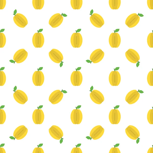 Cartoon Starfruit Seamless Pattern Background Carambola — Vetor de Stock