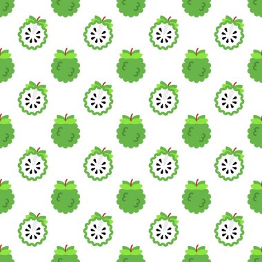 Cartoon custard apple seamless pattern background.