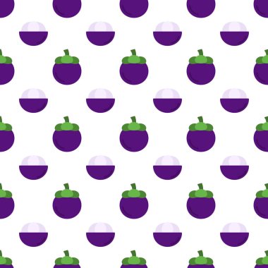 Cartoon mangosteen seamless pattern background.