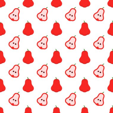Cartoon rose apple seamless pattern background.