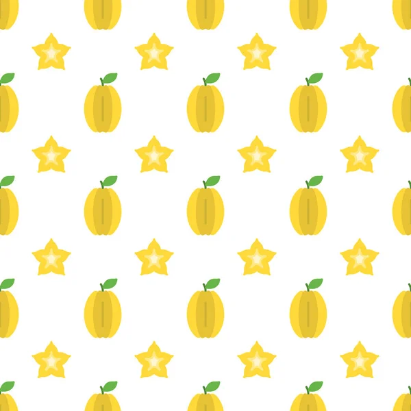 Cartoon Starfruit Seamless Pattern Background Carambola — Vetor de Stock