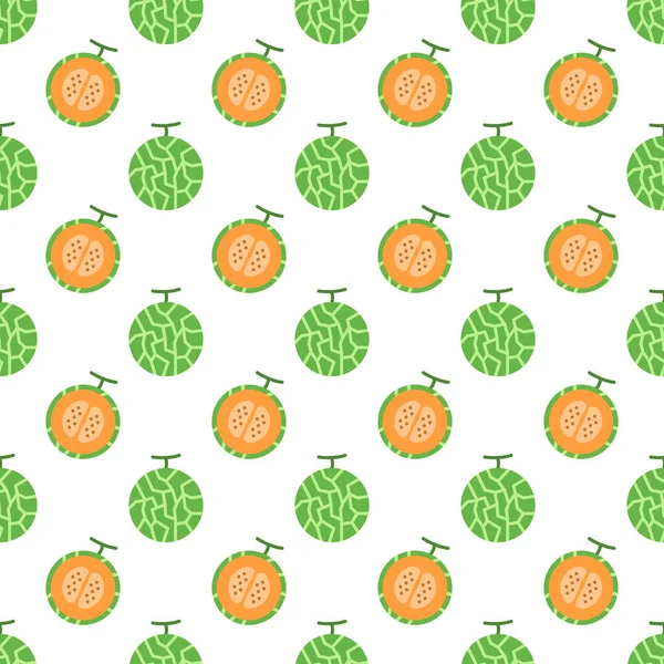 Cartoon Cantaloup Seamless Pattern Background — Vetor de Stock