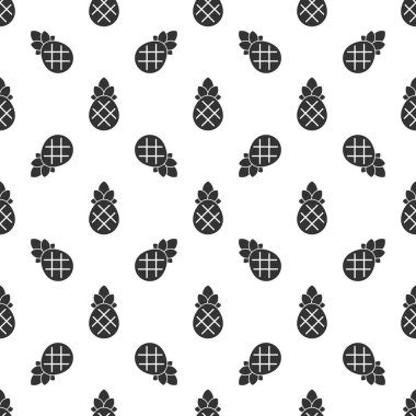 Black pineapple seamless pattern background.