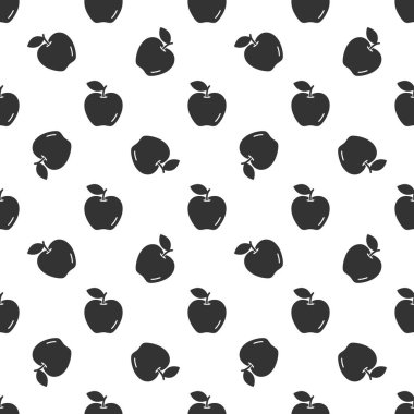 Black apple seamless pattern background.
