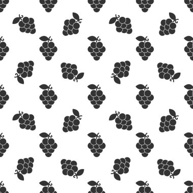 Black grape seamless pattern background.