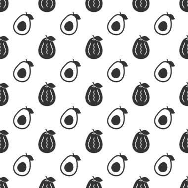Black avocado seamless pattern background.