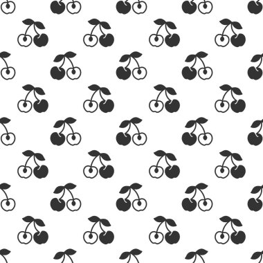 Black cherry seamless pattern background.
