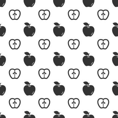 Black apple seamless pattern background.