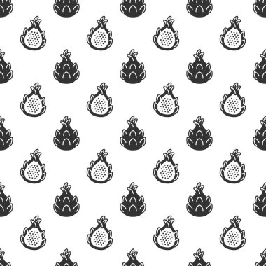 Black dragon fruit seamless pattern background.