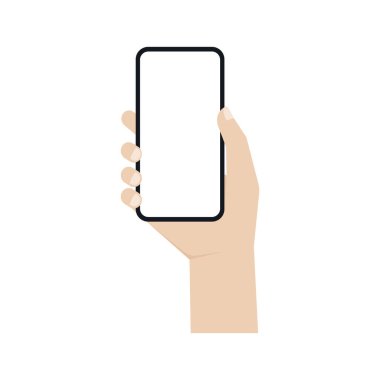 Hand holding black smartphone, Vector.