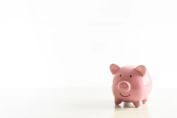 Hucha Cerdos Rosados Colocados Una Mesa Madera Concepto Finanzas Banca —  Fotos de Stock
