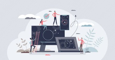 Sistem güncellemesi ile yazılım güncellemesi yeni sürüm küçük kişi kavramına yenileyin