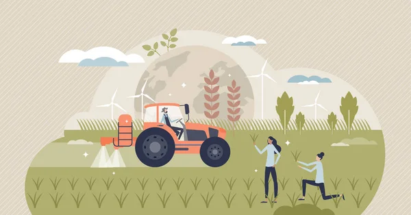La revolución verde y la productividad agrícola aumentan el concepto de persona pequeña — Archivo Imágenes Vectoriales