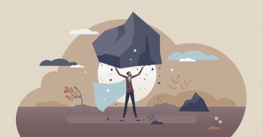 Baskı altında liderlik ve zor durum becerileri küçük insan konsepti