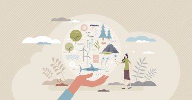 Çevre çeşitliliği olarak doğadaki biyolojik çeşitlilik minik insan konseptini koruyor