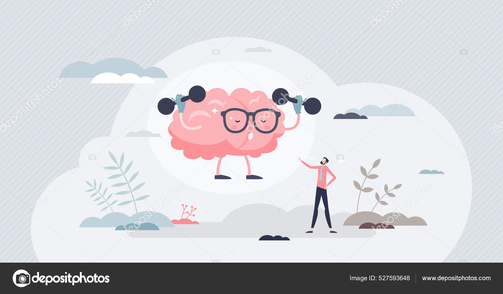 Resistencia mental y psicológico mente control entrenamiento minúscula  persona concepto Vector de stock #527593648 de ©VectorMine, image size:1600x937