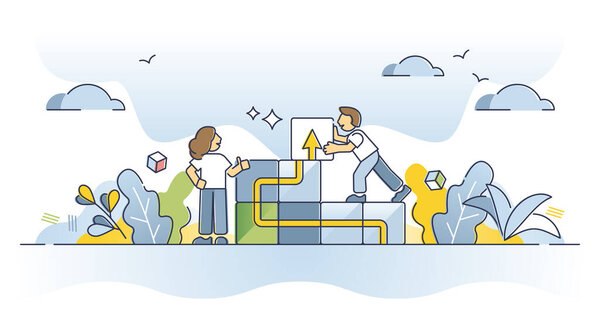 Project planning and control or business strategy management outline concept