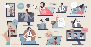 Uzak canlı video çağrısı küçük kişi koleksiyonu seti ile uzaktan iletişim