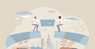 Aradaki boşluğu doldurmak ve takım çalışması ile iş çözümleri bulmak küçük insan konsepti