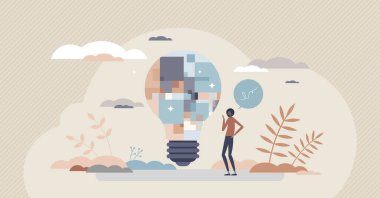 Teknolojik dönüşüm ve entegrasyon. Küçük insan konsepti.