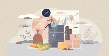 Birincil hammaddeleri satmak için pazarlama küçük kişi konsepti