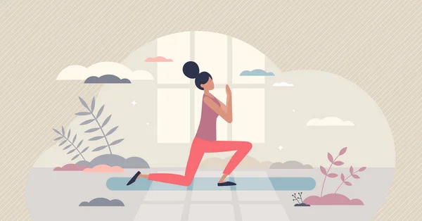 運動のための足のトレーニング活動とフィット女性の体の小さな人のコンセプト — ストックベクタ