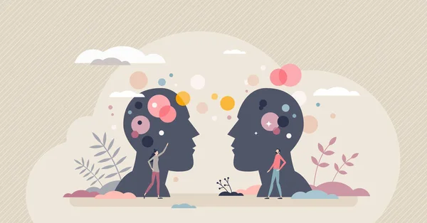 Empathie et connexion émotionnelle ou soutien pour couple concept de personne minuscule — Image vectorielle