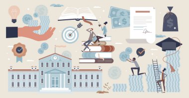 Finansal eğitim unsurlarıyla belirlenen burslar küçük insan koleksiyonu