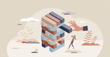 Risk yönetimi ve finansal iş tehlikesi değerlendirmesi küçük kişi konsepti