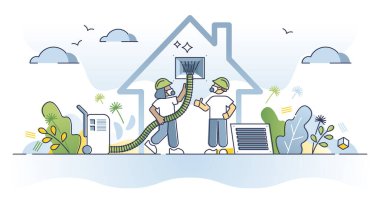 Air duct cleaning service for clean house ventilation pipes outline concept