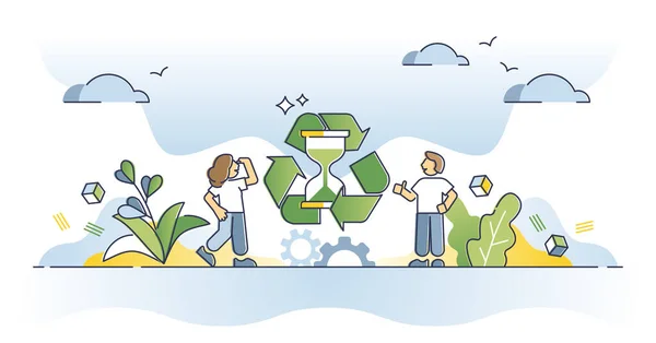 Reduce, reuse, repair and recycle strategy to save resources outline concept — Stockvektor
