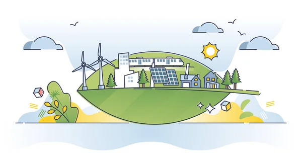 緑の代替エネルギー源での持続可能な生活概念 — ストックベクタ