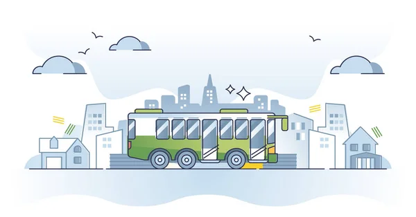 Public Transportation Type Bus Vehicles Route Ride Outline Concept City —  Vetores de Stock